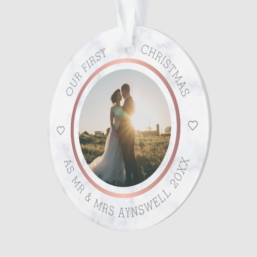初めてのクリスマスミスター&ミセス・フォトマーブルエレガント オーナメント (正面)