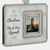 初めてのクリスマスミスター&ミセス・フォトマーブルエレガント シルバープレートフレームオーナメント (右)