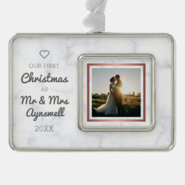 初めてのクリスマスミスター&ミセス・フォトマーブルエレガント シルバープレートフレームオーナメント