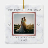 初めてのクリスマスミスター&ミセス・フォトマーブルエレガント セラミックオーナメント (裏面)