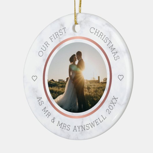 初めてのクリスマスミスター&ミセス・フォトマーブルエレガント セラミックオーナメント (左)