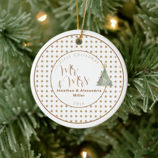 初めてのクリスマスミスター&ミセス |水彩ツリー セラミックオーナメント (ツリー)