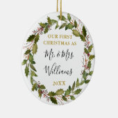 初めてのクリスマスミセスカスタム写真 セラミックオーナメント (右)