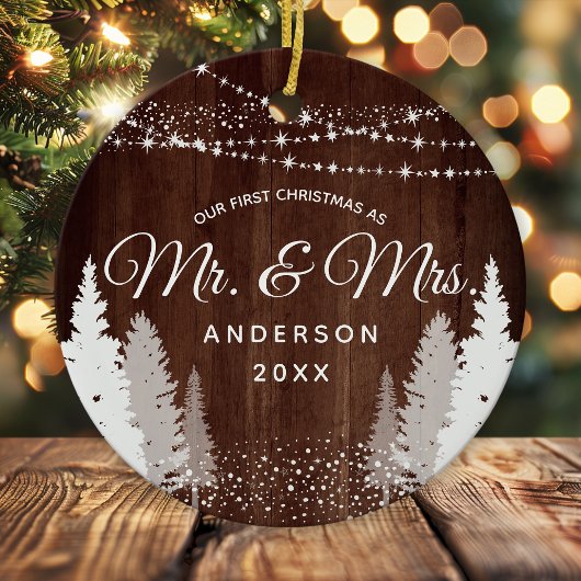 初めてのクリスマスミセス・ウッド・ウィンター・ストリングライト セラミックオーナメント