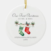 初めてのクリスマスミセス・ストッキンググリーンリー写真 セラミックオーナメント (正面)