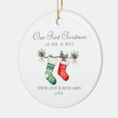 初めてのクリスマスミセス・ストッキンググリーンリー写真 セラミックオーナメント (左)
