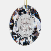 初めてのクリスマスミセス・ダイヤモンドの写真パーソナライズされた セラミックオーナメント (右)