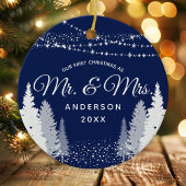 初めてのクリスマスミセス・ネイビー・ウィンター・ストリング・ライト セラミックオーナメント