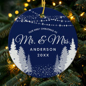 初めてのクリスマスミセス・ネイビー・ウィンター・ストリング・ライト セラミックオーナメント