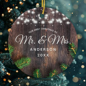 初めてのクリスマスミセス・パイン・ウッド・ストリングライト セラミックオーナメント