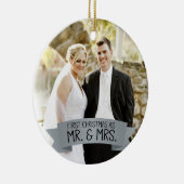 初めてのクリスマスミセス・フォト・シルバー・グレー セラミックオーナメント (右)