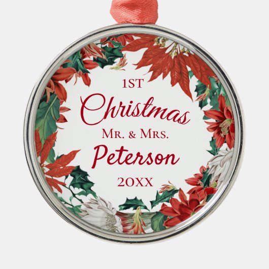 初めてのクリスマスミセス・フラワーリース メタルオーナメント (正面)