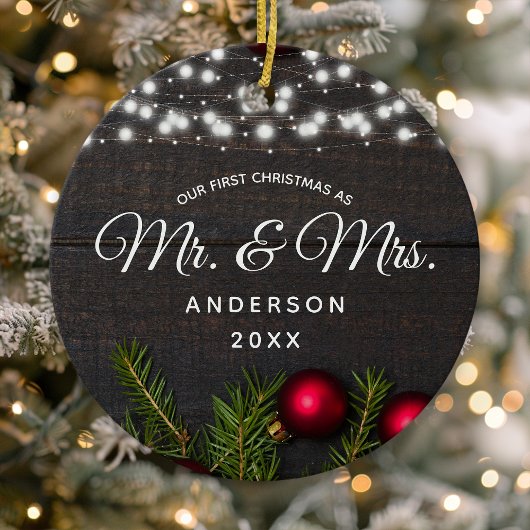 初めてのクリスマスミセス・レッド・パイン・ストリングライト セラミックオーナメント