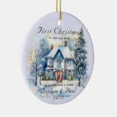 初めてのクリスマスミニマルは新しいホームウォーターカラー セラミックオーナメント (右)