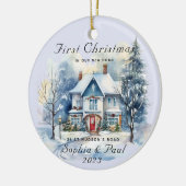 初めてのクリスマスミニマルは新しいホームウォーターカラー セラミックオーナメント (左)