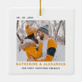 初めてのクリスマスミニマルエレガントモダン写真 セラミックオーナメント (裏面)