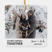 初めてのクリスマスミニマル新撮結婚した影 セラミックオーナメント (正面)