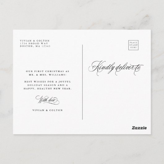 初めてのクリスマスメリーと結婚した新し結婚い写真 ポストカード (裏面)