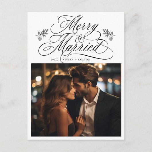 初めてのクリスマスメリーと結婚した新し結婚い写真 ポストカード (正面)