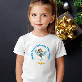 初めてのクリスマスメリーリトルエンジェル名ギフト ベビーTシャツ