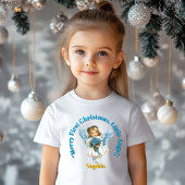 初めてのクリスマスメリーリトルエンジェル名ギフト ベビーTシャツ