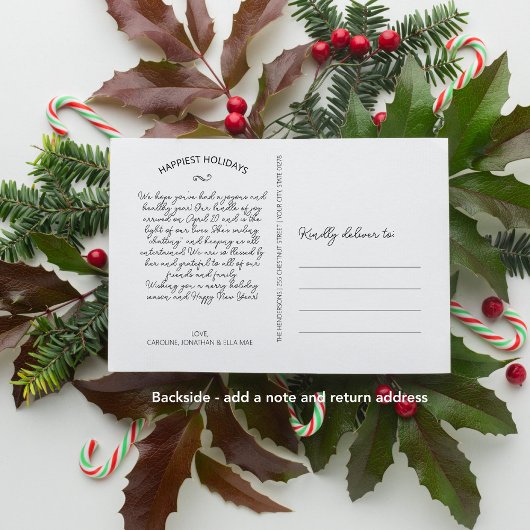 初めてのクリスマスメリー写真、果実と緑 シーズンポストカード