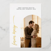 初めてのクリスマスメリーForever Archフォト金ゴールド 箔シーズンカード (正面)