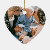 初めてのクリスマスモダンの合計2枚の写真ハート セラミックオーナメント (裏面)