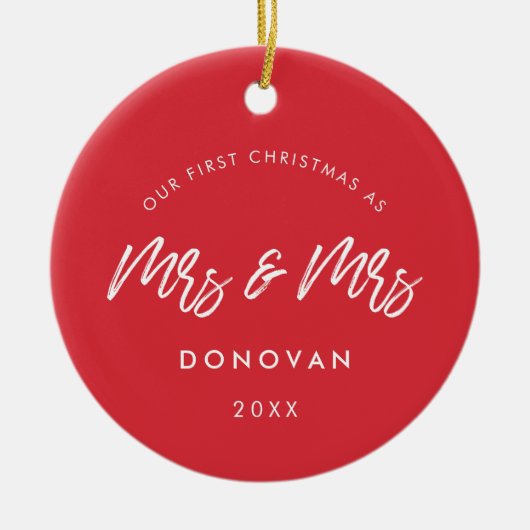 初めてのクリスマスモダンをミセス・アンド・ミセスに変えて セラミックオーナメント (正面)