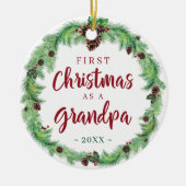 初めてのクリスマスモダンをGRANDPA写真として セラミックオーナメント (正面)