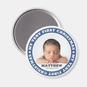 初めてのクリスマスモダンカスタムベビー写真保存 マグネット (正面/裏面)