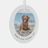 初めてのクリスマスモダンカスタム犬ペット写真 ガラスオーナメント (正面右)