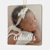 初めてのクリスマスモダンシックカスタム写真 セラミックオーナメント (左)