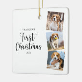初めてのクリスマスモダンシンプルペットパピードッグフォト セラミックオーナメント (左)