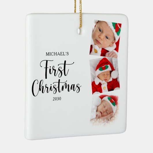 初めてのクリスマスモダンシンプル3ベビー写真 セラミックオーナメント (右)