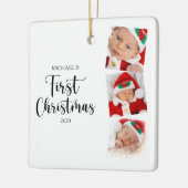 初めてのクリスマスモダンシンプル3ベビー写真 セラミックオーナメント (左)