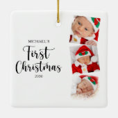 初めてのクリスマスモダンシンプル3ベビー写真 セラミックオーナメント (裏面)