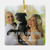初めてのクリスマスモダンス結婚トの写真 セラミックオーナメント (正面)