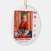 初めてのクリスマスモダンベビー誕生統計の写真 セラミックオーナメント (右)