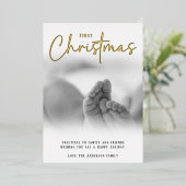 初めてのクリスマスモダン写真 箔シーズンカード (立ち正面)