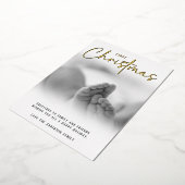 初めてのクリスマスモダン写真 箔シーズンカード (回転した状態)