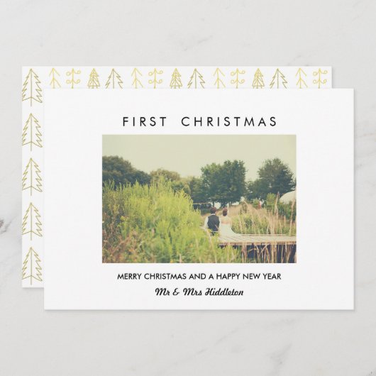 初めてのクリスマスモダン&新年のおめでとう シーズンカード (正面/裏面)