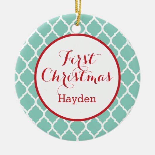 初めてのクリスマスモノグラムフォトホリデーオーナメント セラミックオーナメント (正面)