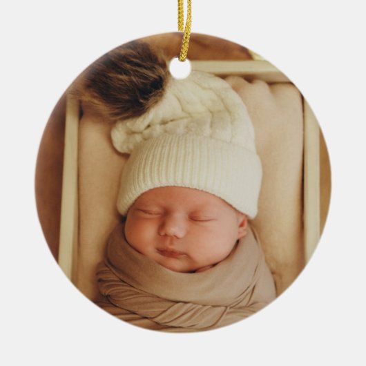 初めてのクリスマスモノグラムフォトホリデーオーナメント セラミックオーナメント (正面)