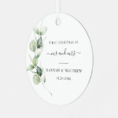 初めてのクリスマスユーカリ結婚式の日写真 メタルオーナメント (正面左)