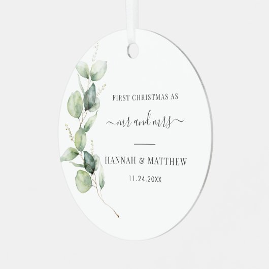 初めてのクリスマスユーカリ結婚式の日写真 メタルオーナメント (正面左)