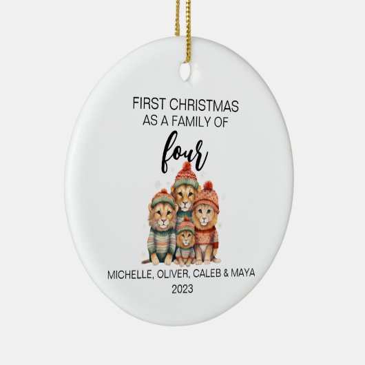 初めてのクリスマスライオンファミリーオブフォー セラミックオーナメント (右)
