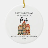 初めてのクリスマスライオンファミリーオブフォー セラミックオーナメント (正面)