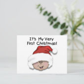 初めてのクリスマスラティーノベビーTシャツとギフト シーズンポストカード (スタンド正面)