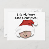 初めてのクリスマスラティーノベビーTシャツとギフト シーズンポストカード (正面/裏面)